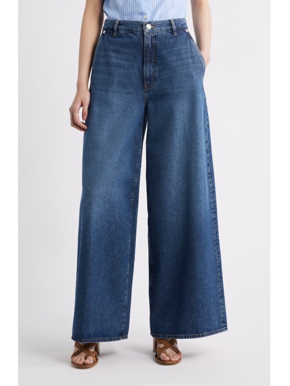 Frame The Drape Wide-leg Cotton-blend Jeans in Tommy